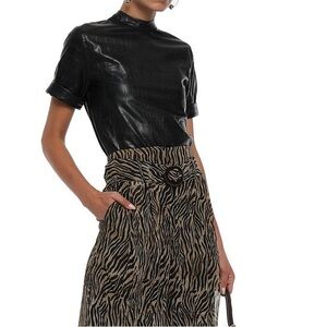 Nanushka Leather Mock Neck Short Sleeve Top
